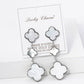 18K GOLD DIPPED THREE QUATREFOIL DROP DANGLE POST EARRINGS
