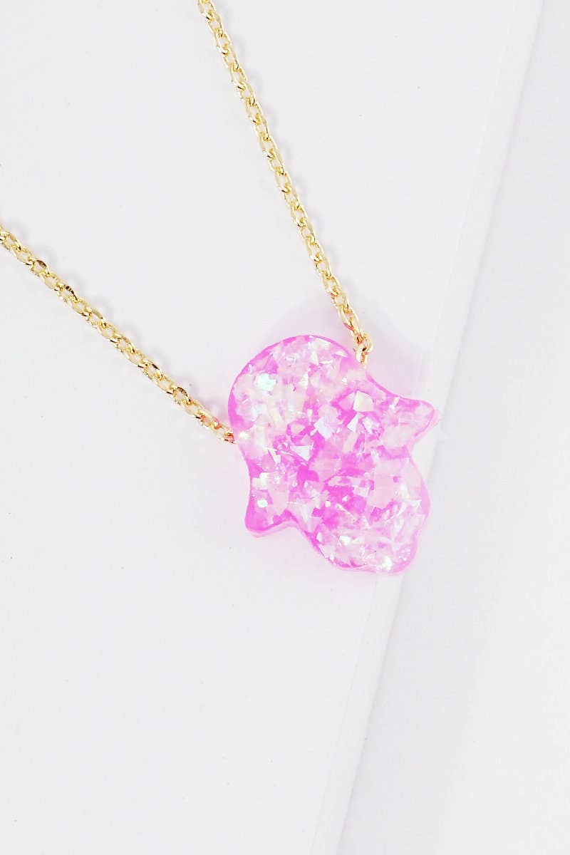 Gold Plated Opal Hasma Hand Necklace