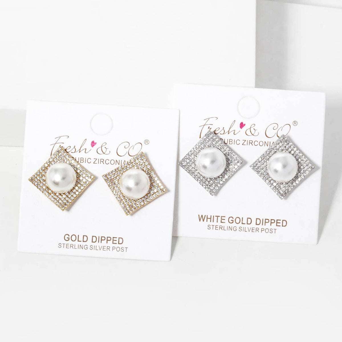 Freshwater Pearl Square Stud Earrings
