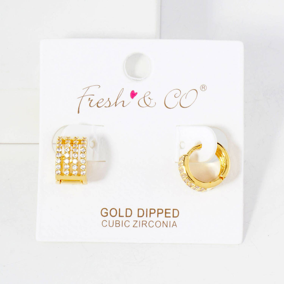 Four Cubic-Zirconia Strands 10mm Huggie Hoop Earrings