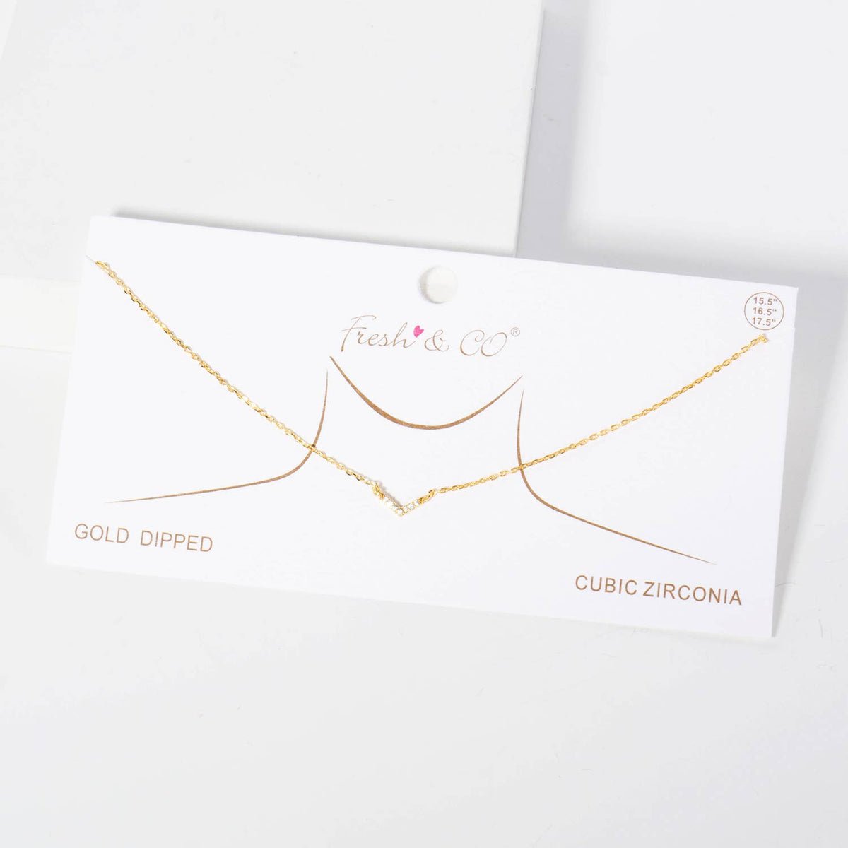 Minimalist Pavé CZ Chevron V-Necklace