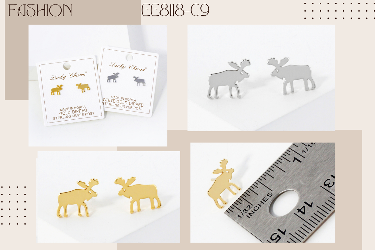 Reindeer 18K-Gold-Dipped Polished Brass Flat Stud Earrings