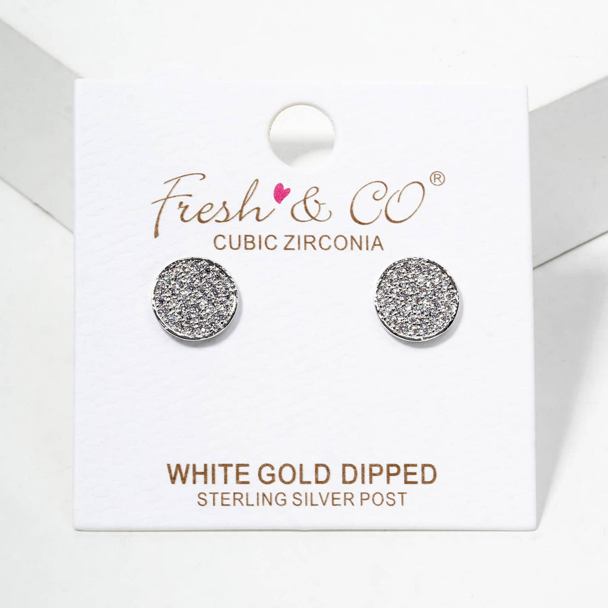 18K Gold Dipped CZ Pave 9mm Round Post Stud Earrings