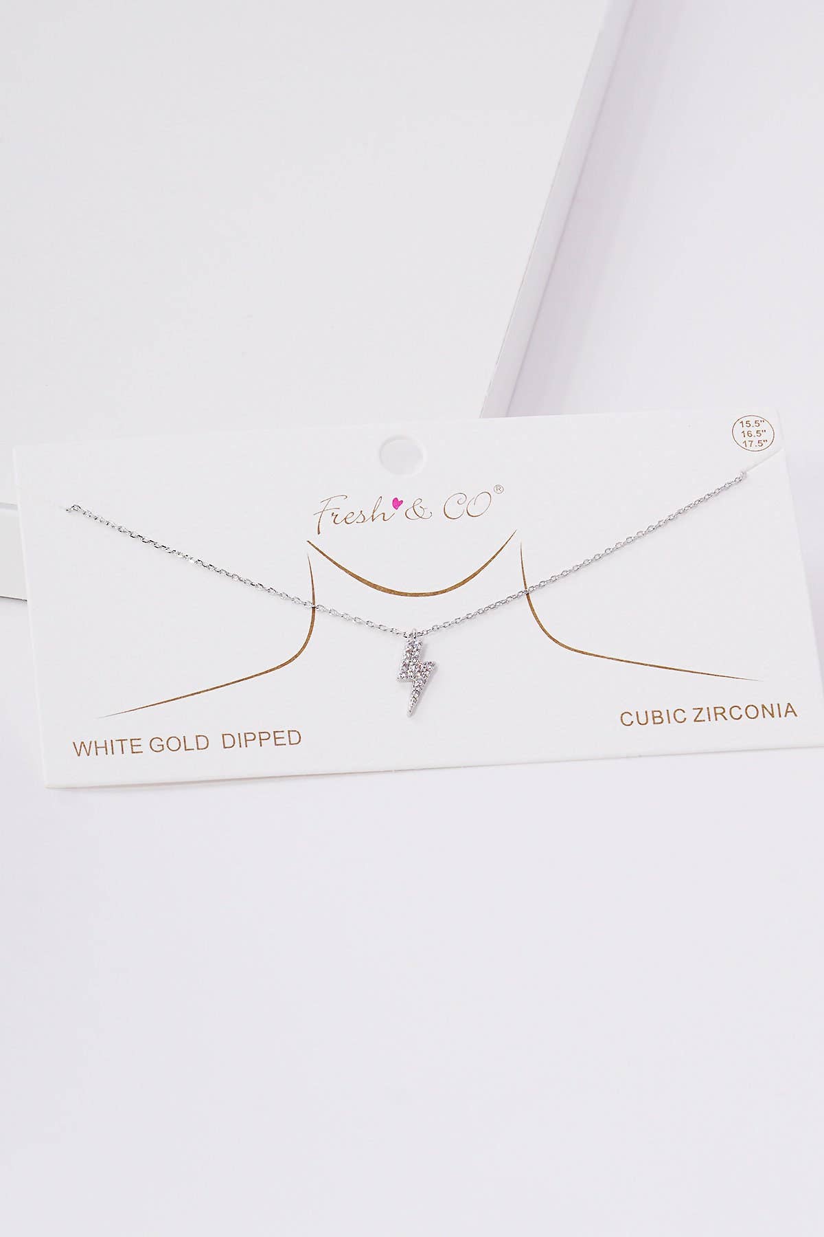 Gold Cubic Embedded Lightning Bolt Necklace