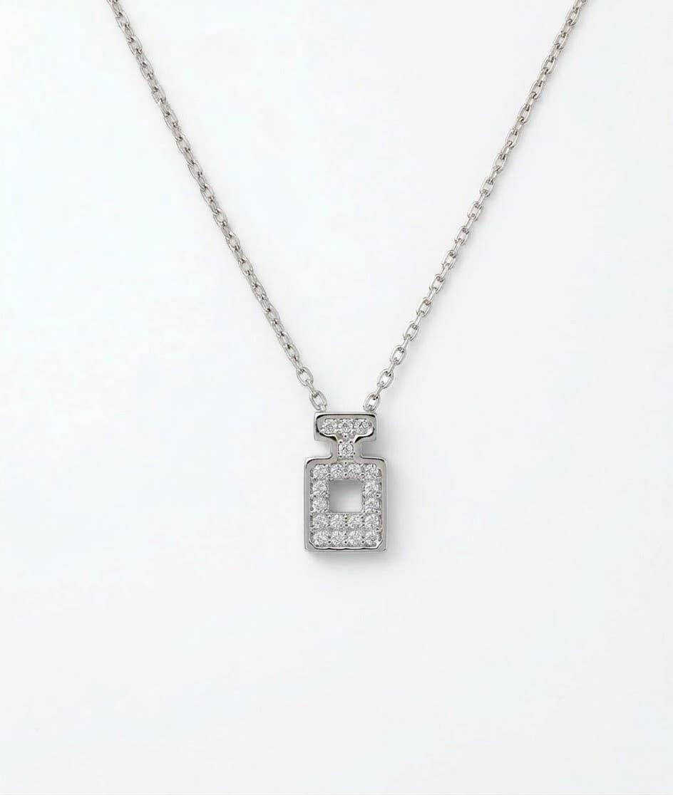 Minimalist Crystal Perfume Bottle Pendant Necklace