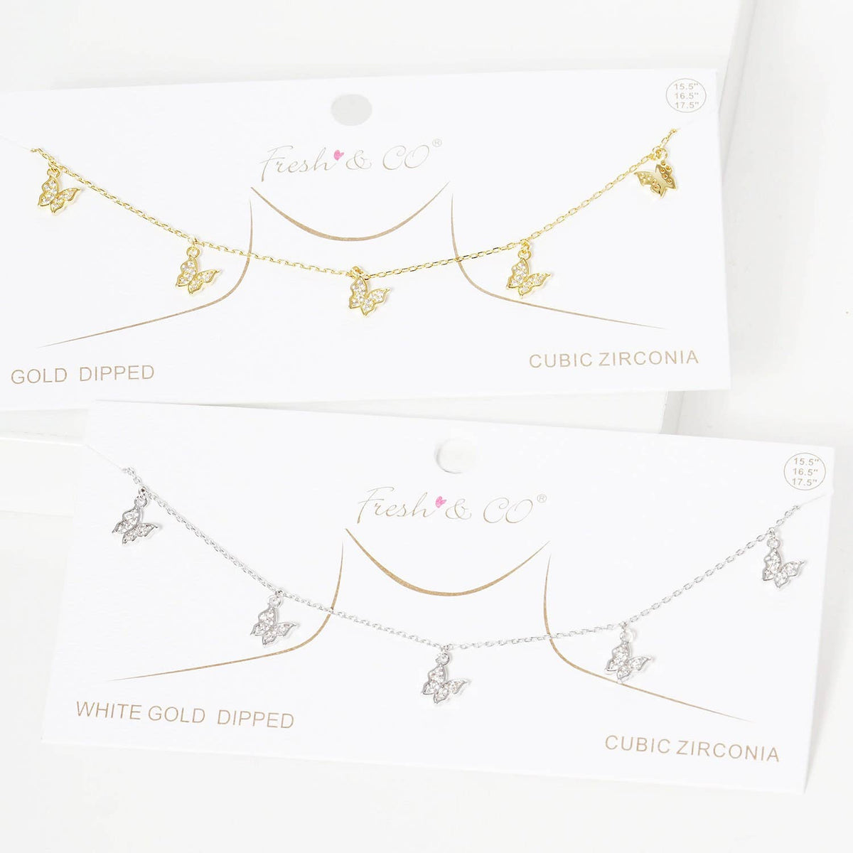 Gold Pave Butterfly Dangle Necklace