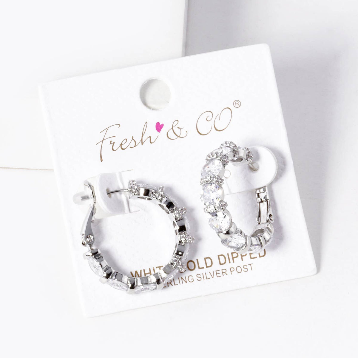 Dainty Cubic Zirconia Oval Halo Huggie Hoop Earrings