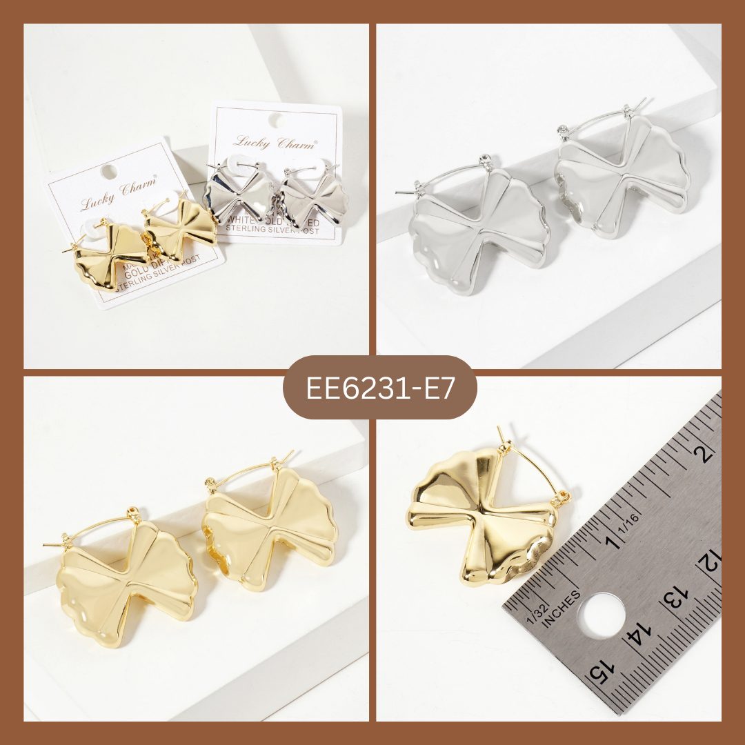 Polished Brass Farfalle-Shaped 1-inch Earrings