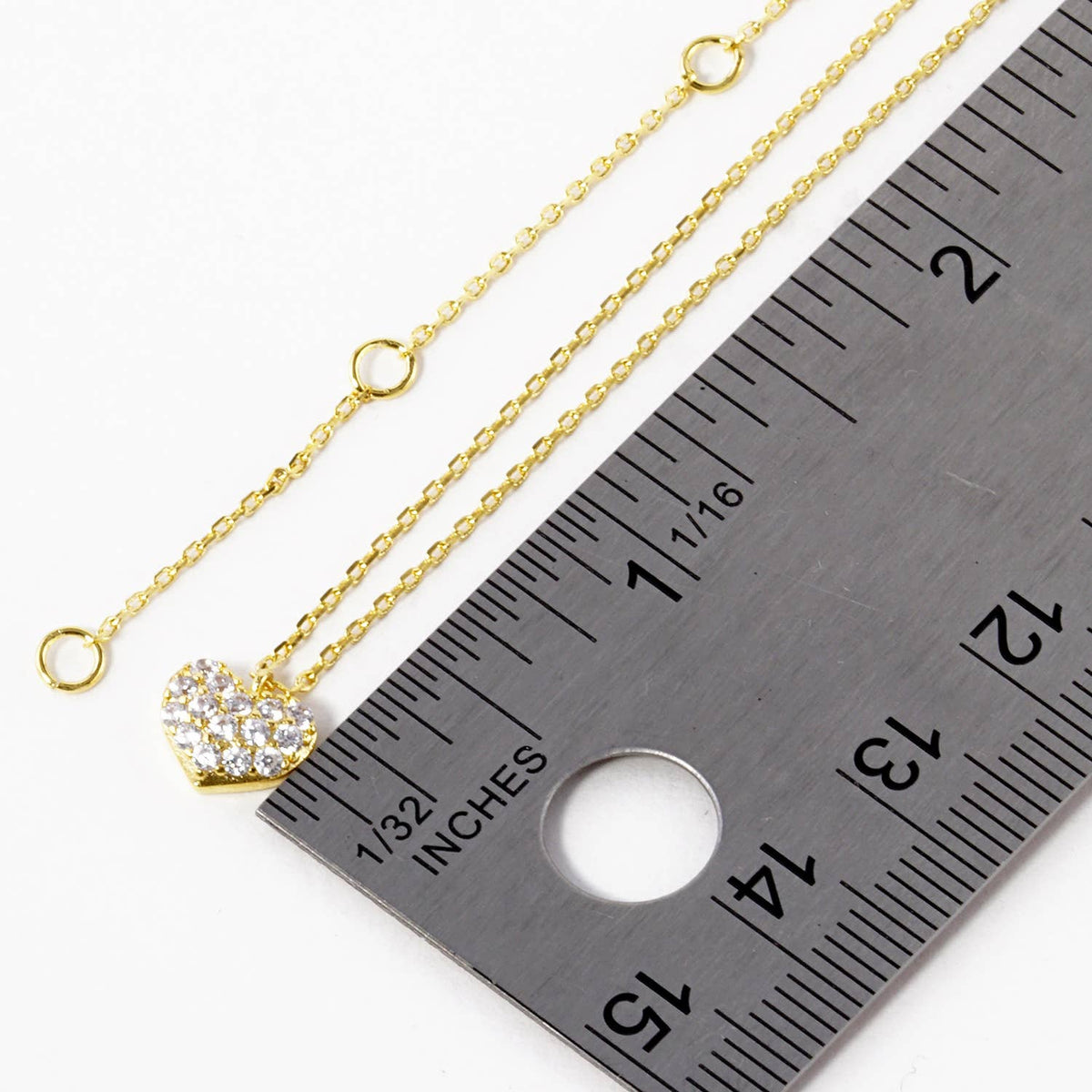 18K Gold Dipped CZ Pave 6mm Heart Pendant Necklace