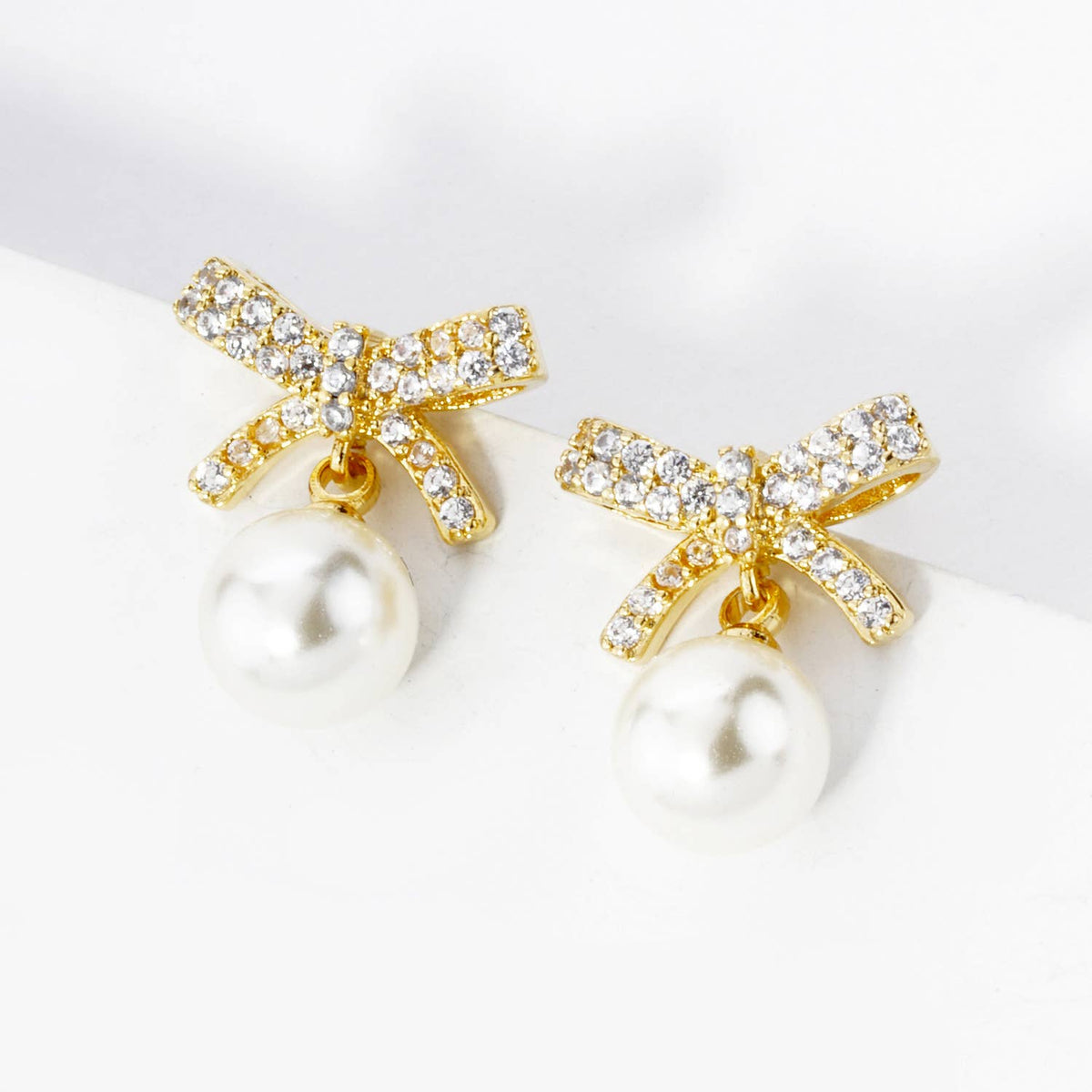 18K Gold Dipped 7mm Pearl Drop Micro Pave Set Cubic Zirconia