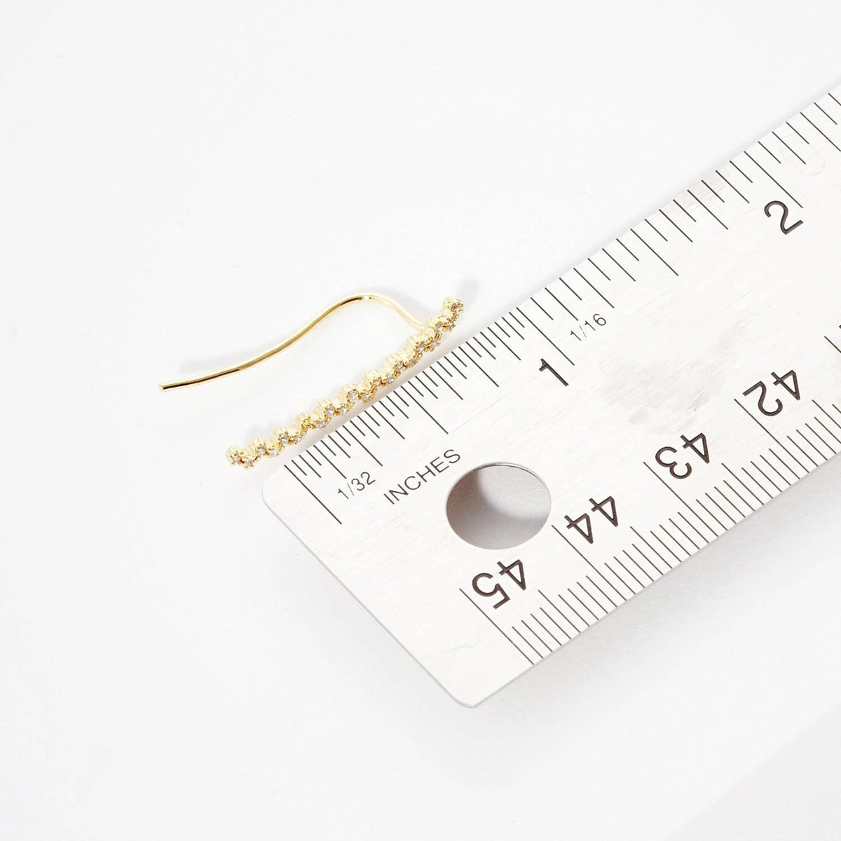 Gold Plated Tiny Zig Zag Ear Climber Earrings
