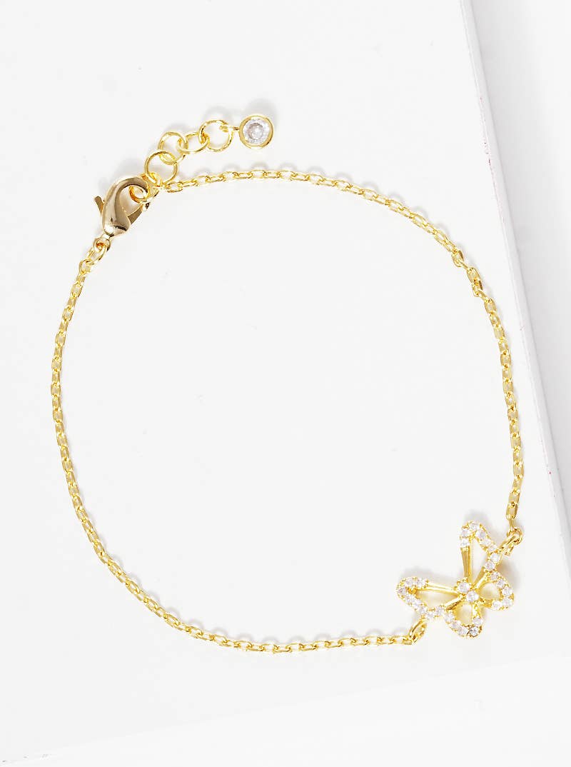 Dainty Pave Butterfly Chain Bracelet