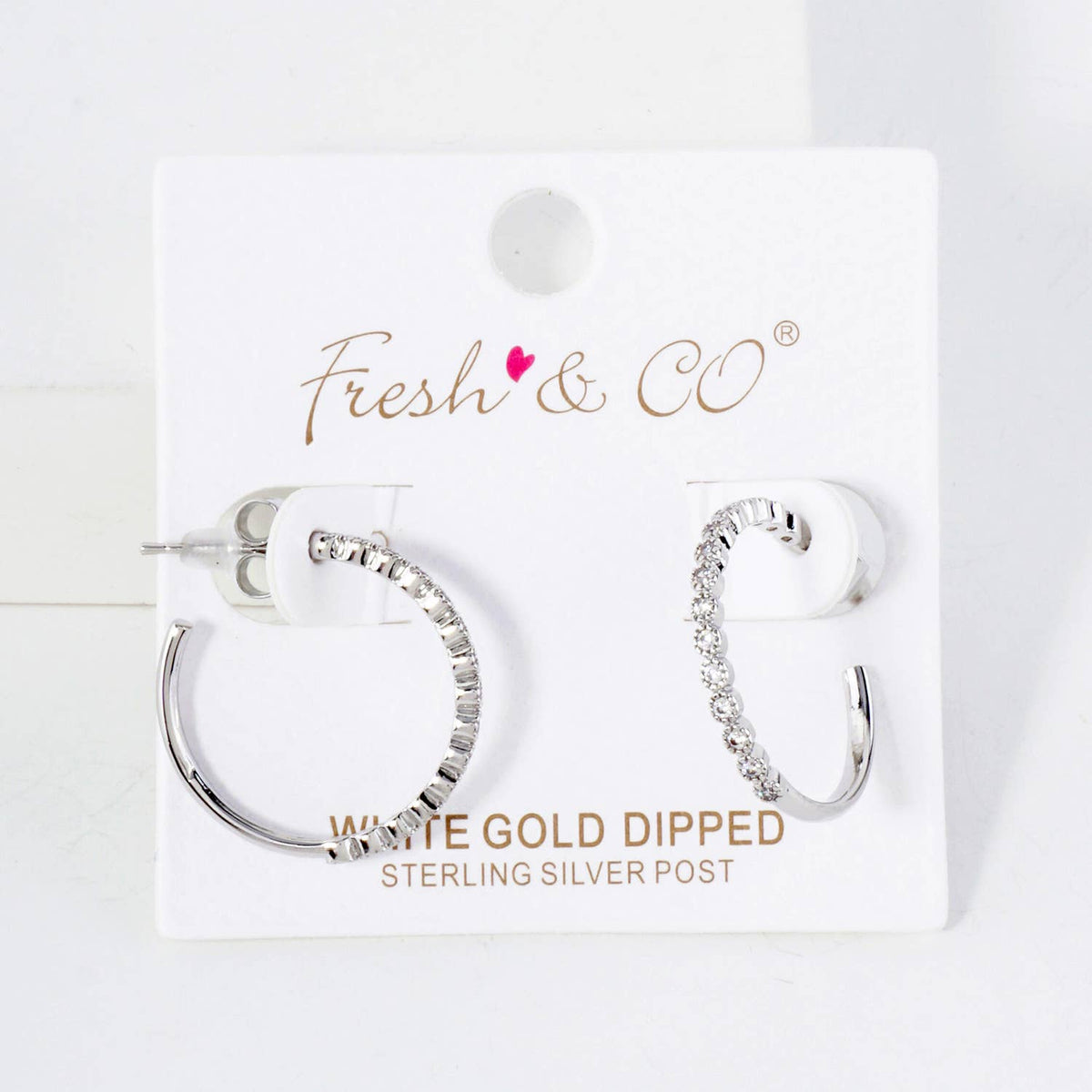 20mm Hoop Earrings with Half CZ Stone Accents Earring