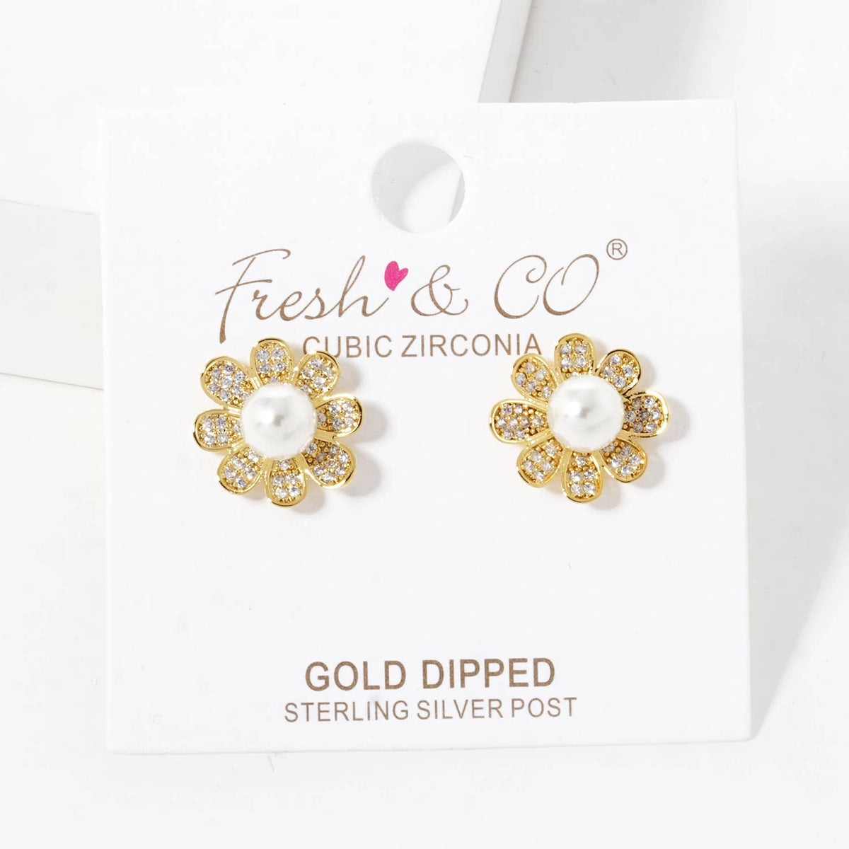 Freshwater Pearl Daisy Stud Earrings