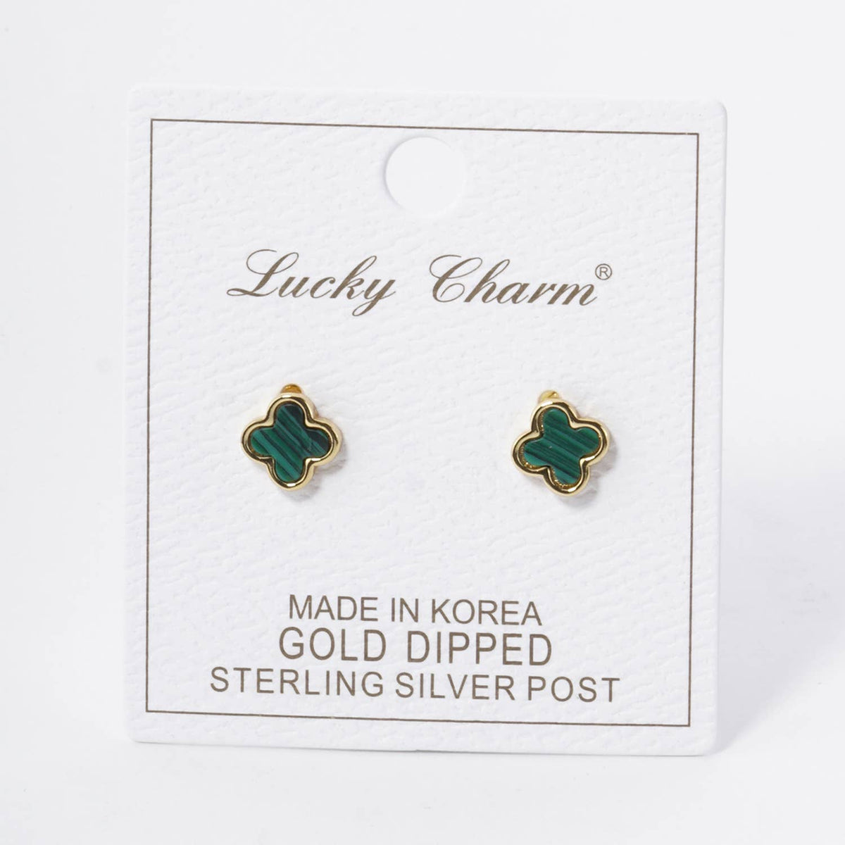 18K GOLD DIPPED 9MM QUATREFOIL STUD EARRINGS