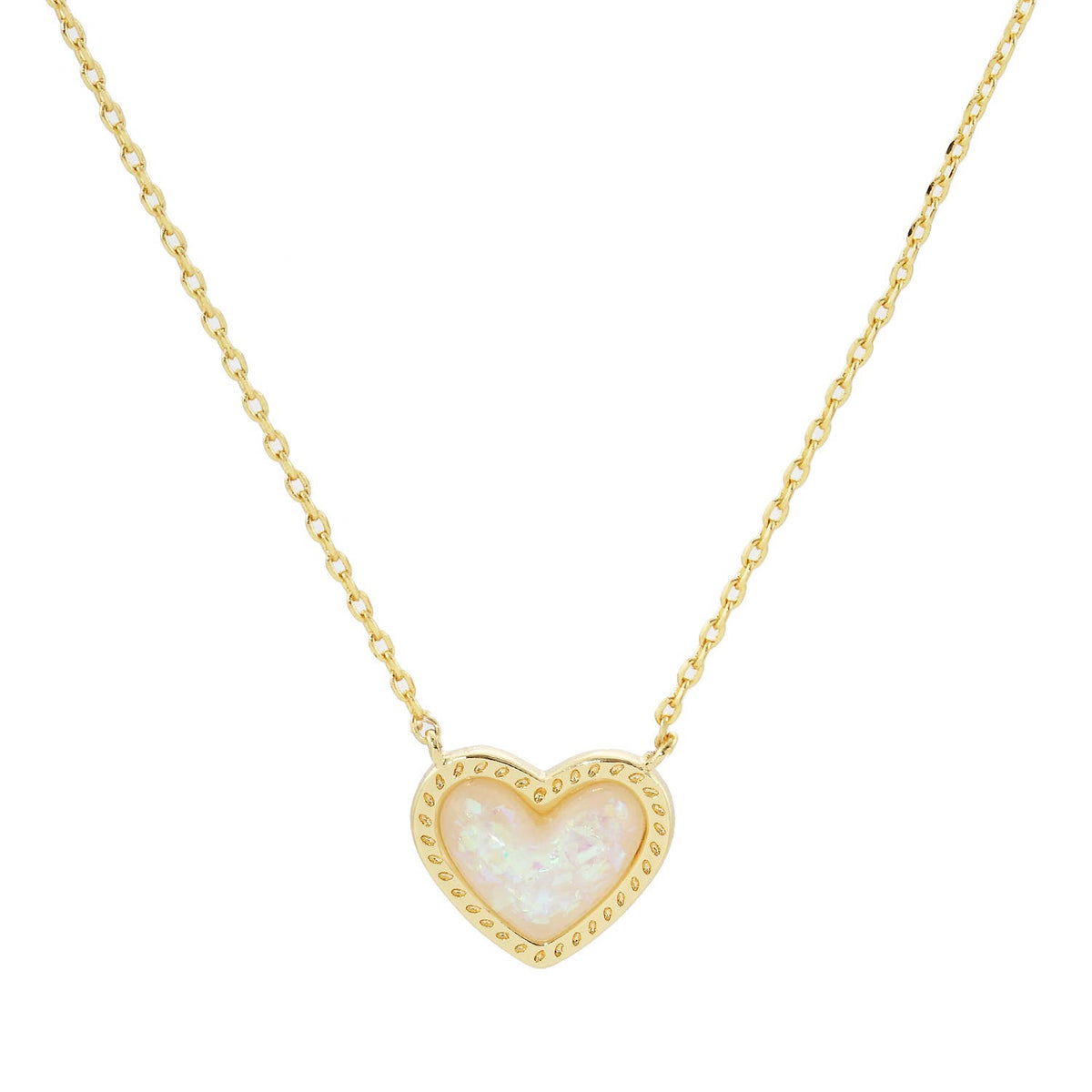 Gold Plated Opal Multicolor Heart Necklace