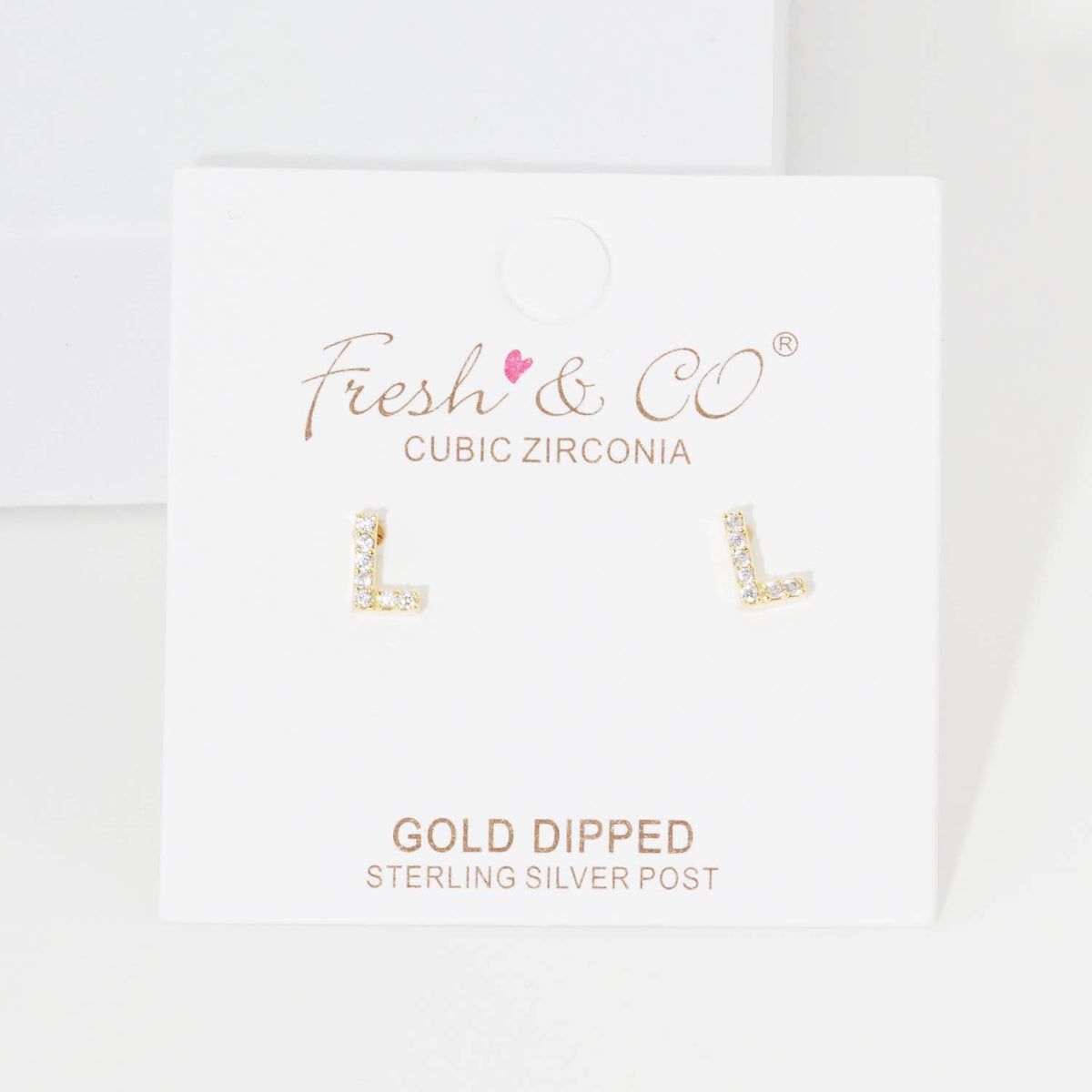Cubic Zirconia Initial Stud Earrings.