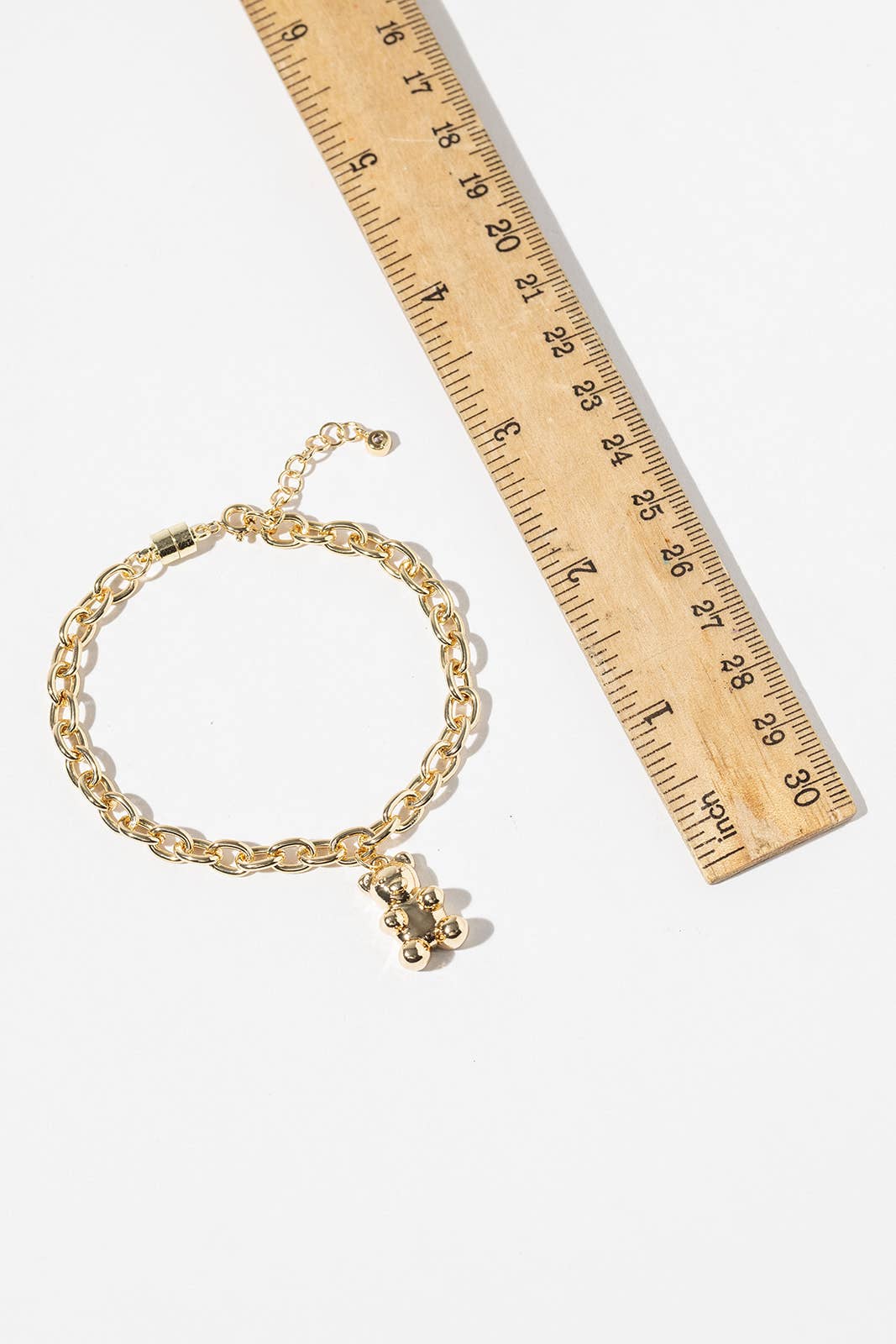 Magnetic Clasp Teddy Bear Link Chain Charm Bracelet