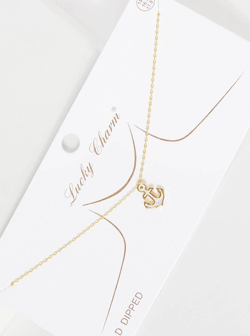 Gold White Shelled Anchor Necklace