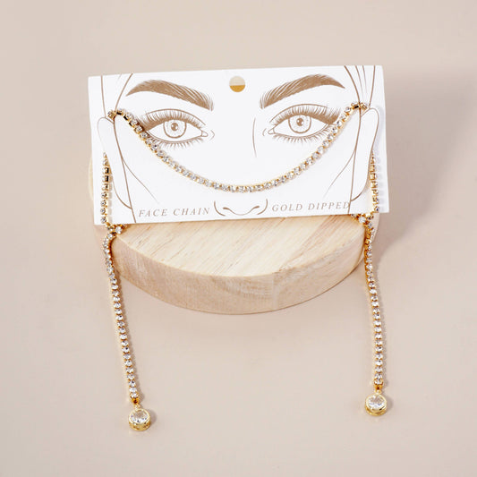8mm Round Bezel-Set 18K-Gold-Dipped 3mm Crystal Face-Chain