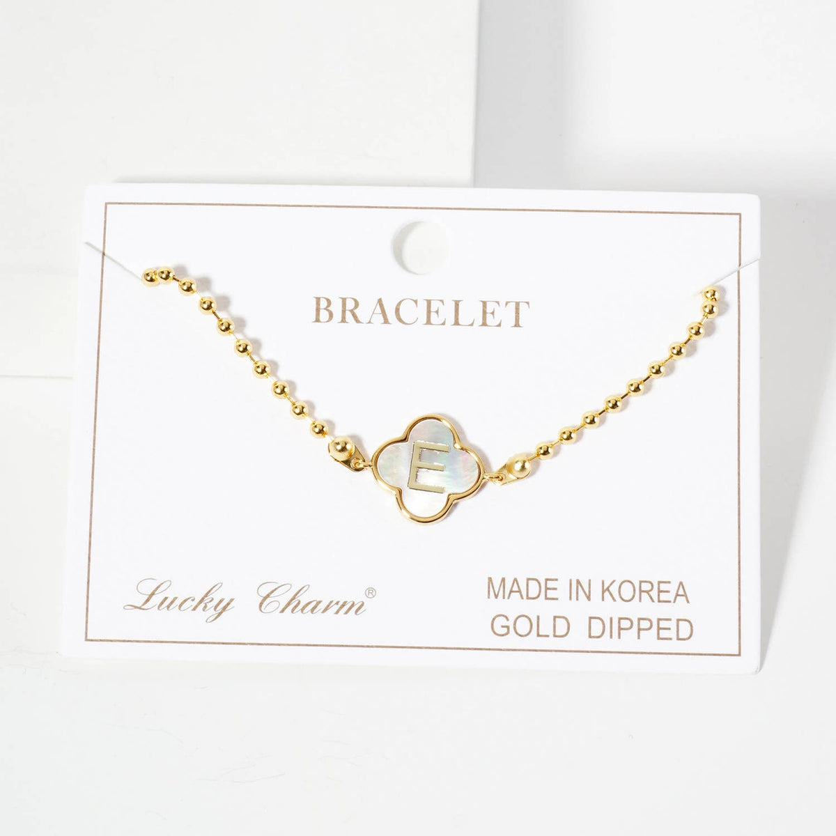 Dainty Gold Dipped Initial Clover Bracelet