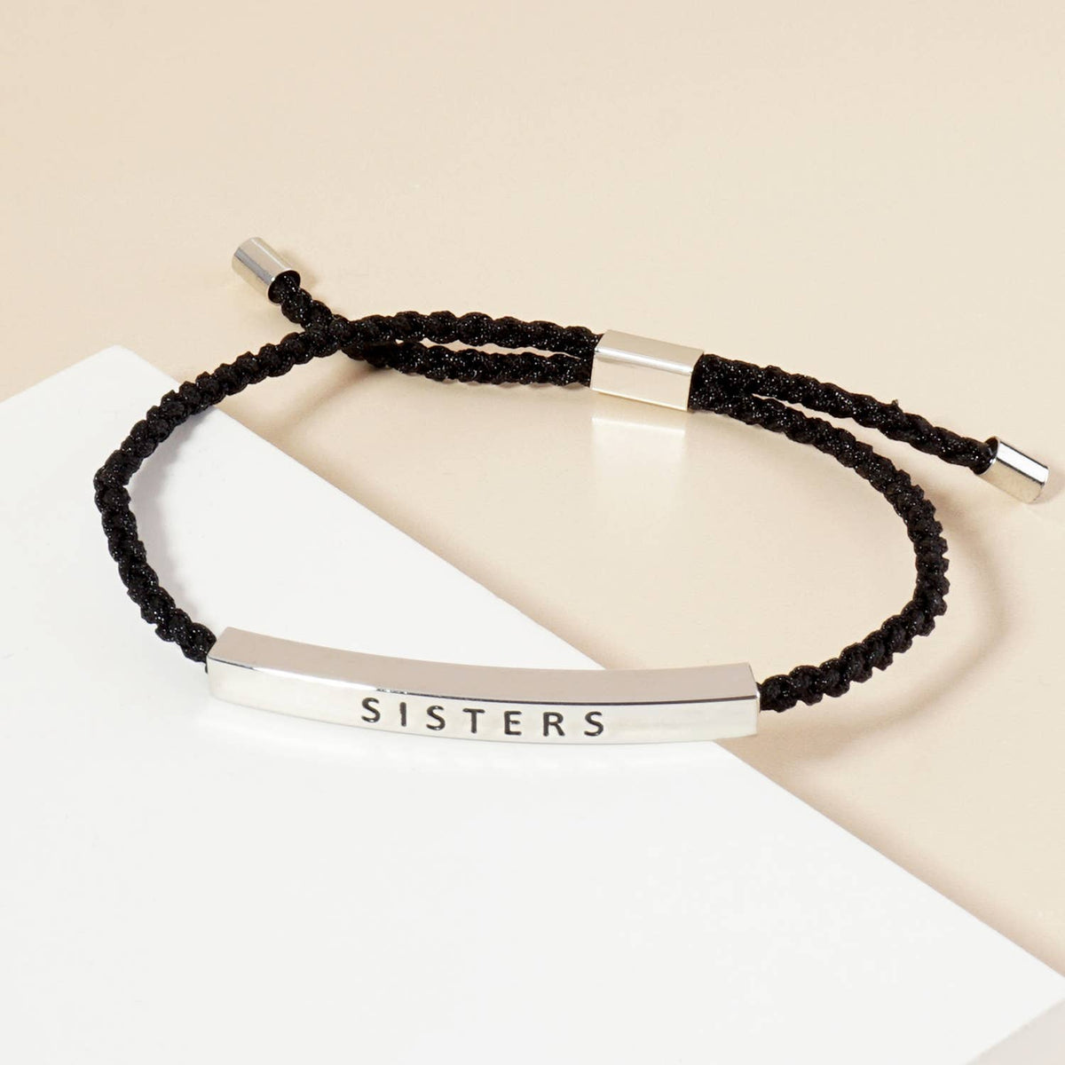 Inspirational Messages "Sisters" Tube Bar Bracelet