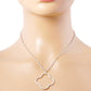 18K Gold Dipped CZ Pave Quatrefoil Pendant Necklace