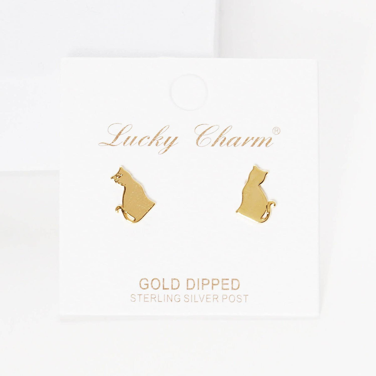 Gold Plated Cat Stud Earrings