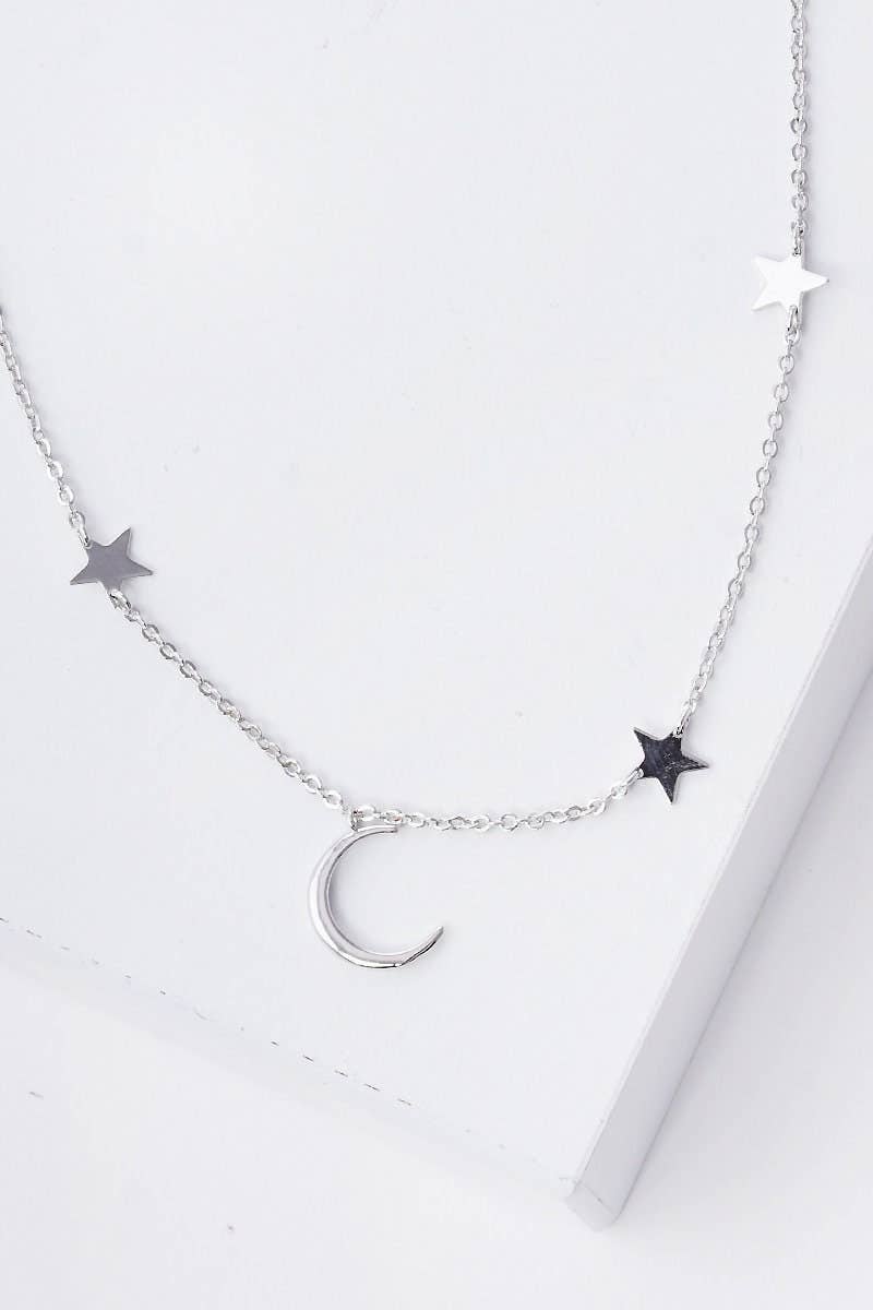 Gold Moon and Stars Hanging Necklace