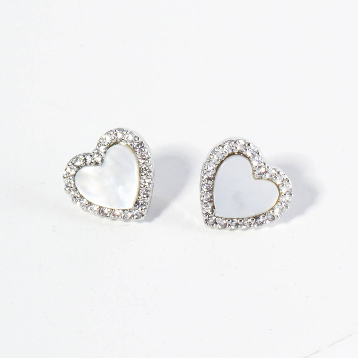 Heart Stud Earrings / 18K Gold Dipped Pave Set Cubic