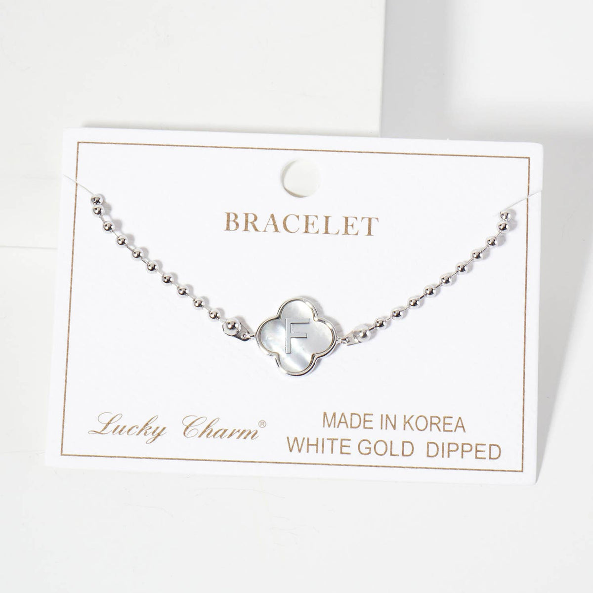 Dainty Gold Dipped Initial Clover Bracelet
