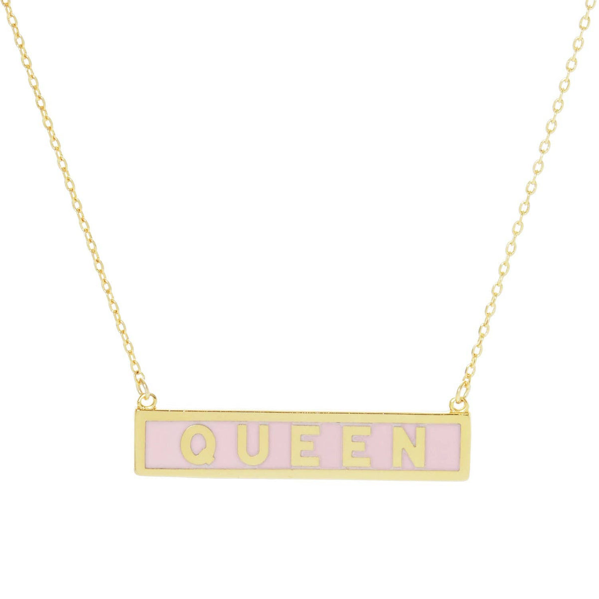 Gold Plated Mini Bar QUEEN Necklace