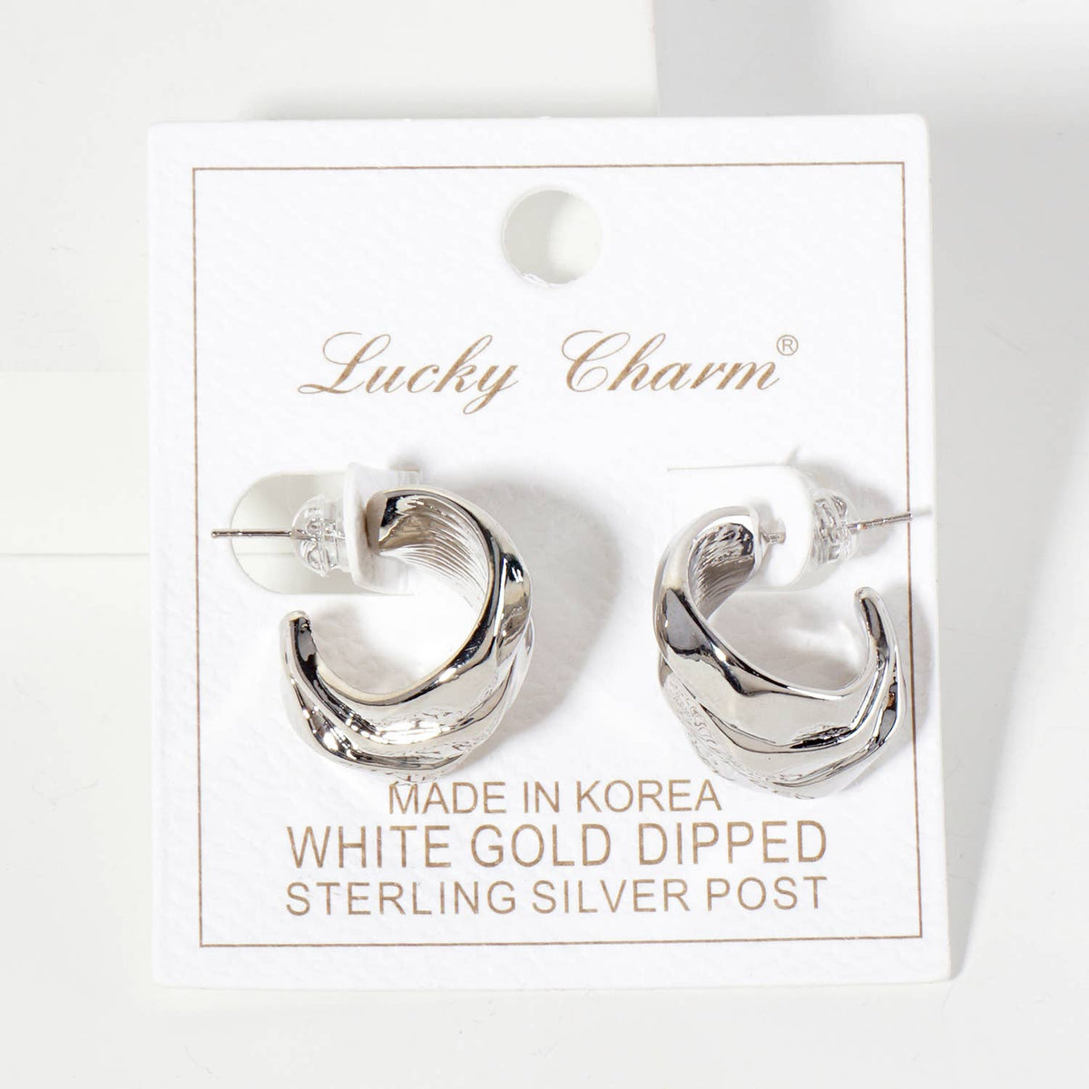 Three-Interconnected-Loops Brass Hoop Earrings