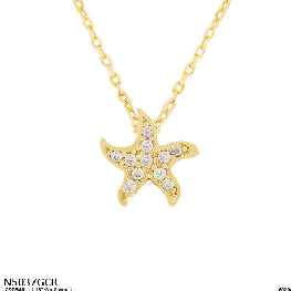 Pave CZ Starfish Pendant Necklace