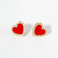 Heart Stud Earrings / 18K Gold Dipped Pave Set Cubic