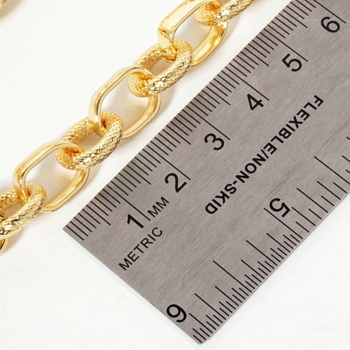 18K-Gold-Dipped 14-12mm Textured Chain Necklace
