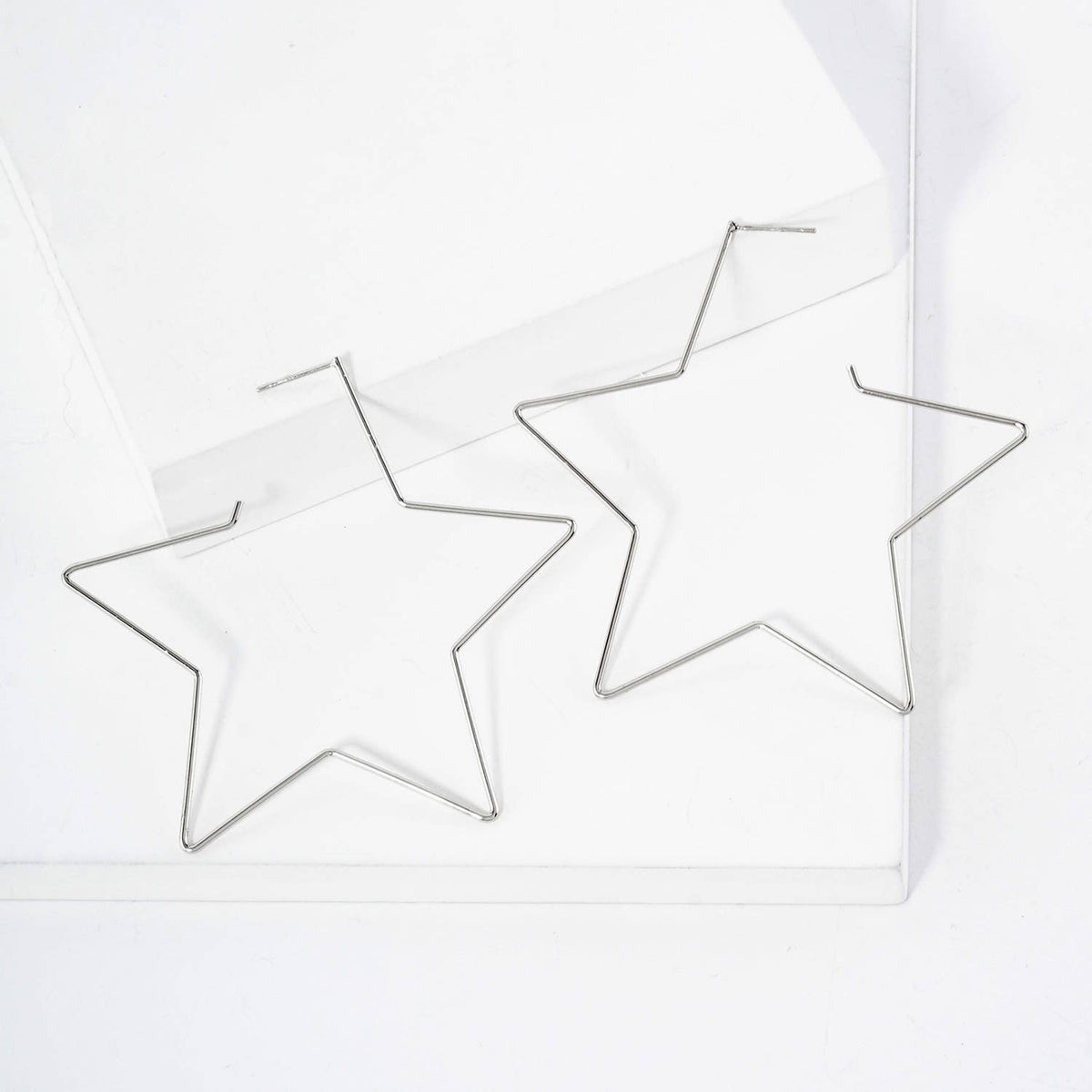 Polished Brass Delicate Star-Shaped 65mm Hoop Earrings