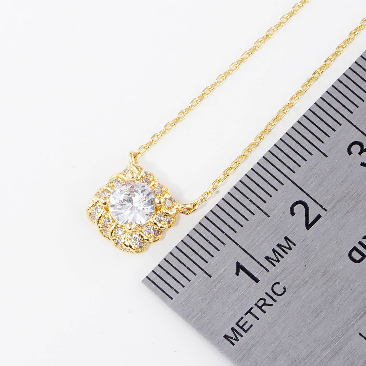 Vintage-Inspired Square Halo CZ Pendant Necklace