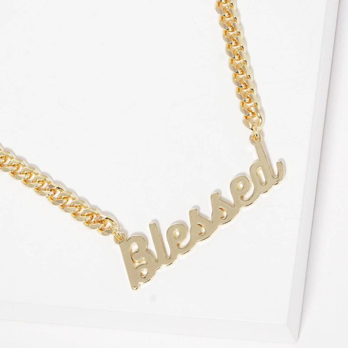 Gold Plated Cuban Link BLESSED Necklace