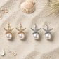 Starfish Pearl Stud Earrings – Crystal Starfish with Pearl