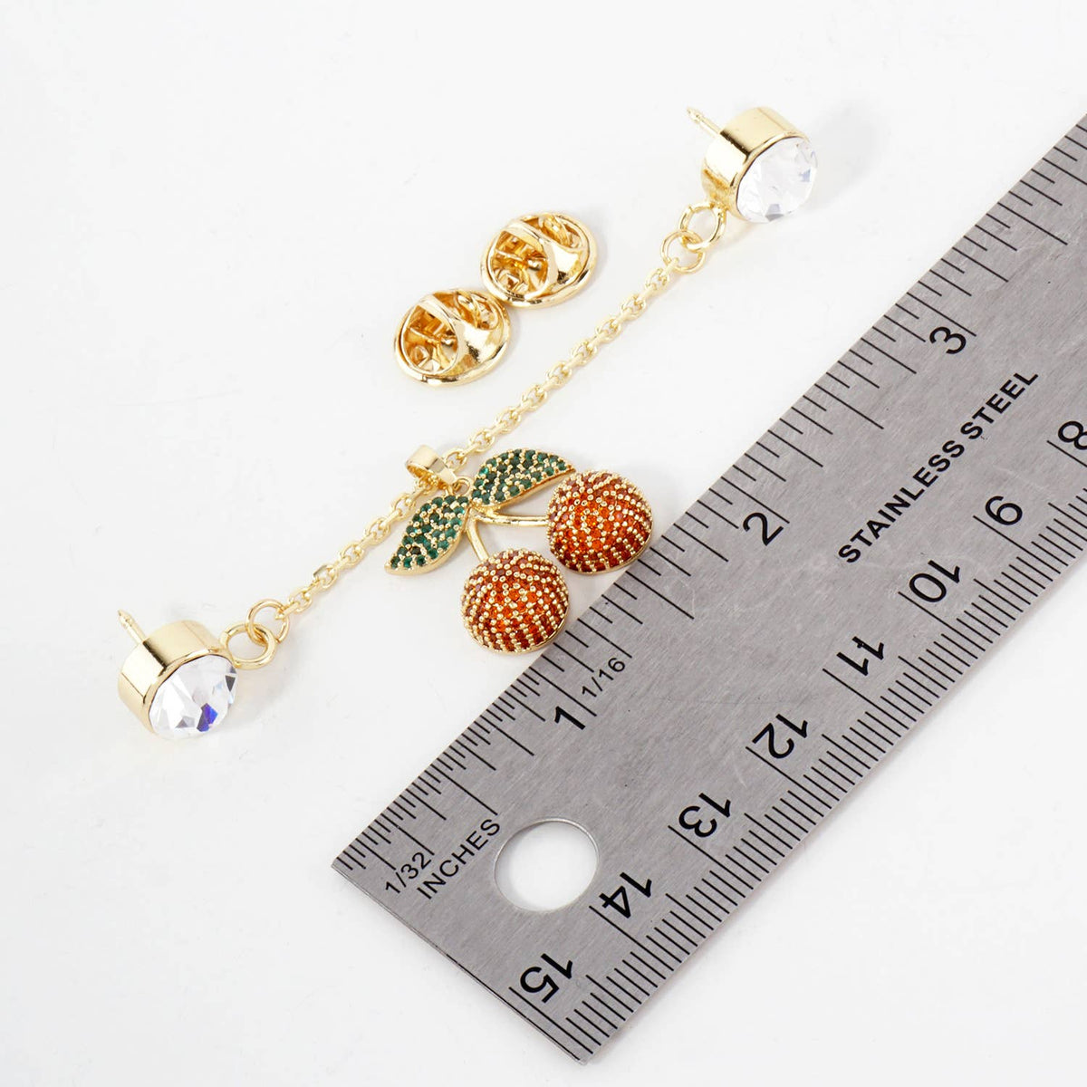 Cubic Zirconia Cherry Cap & Pin Chain