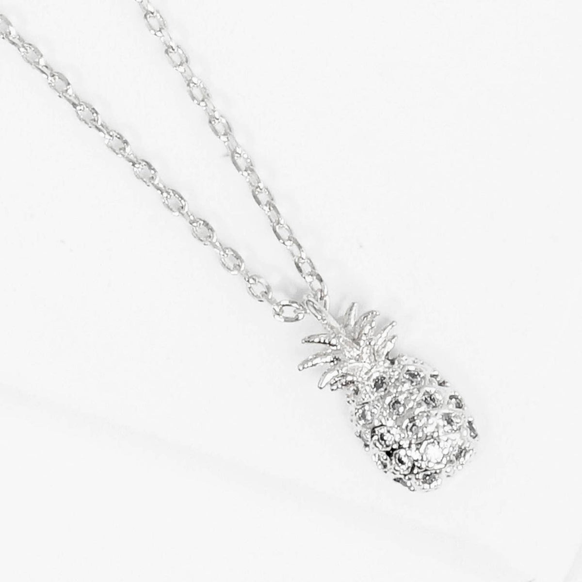 Pave CZ Pineapple Pendant Necklace