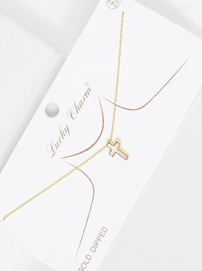White Shelled Cross Necklace