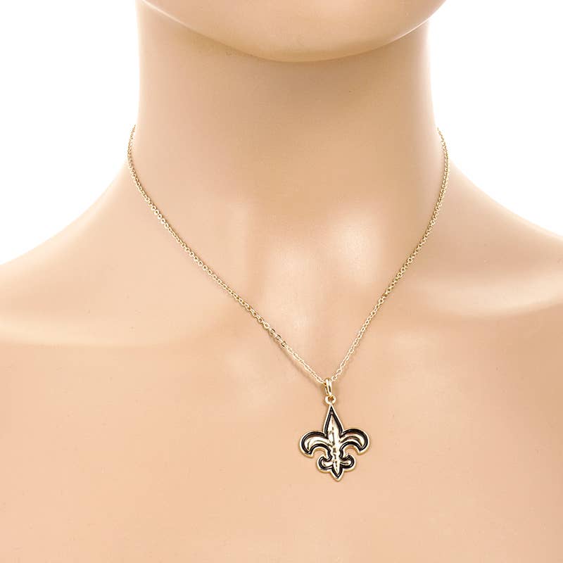 Gold Plated Fleur De Lis Charm Necklace
