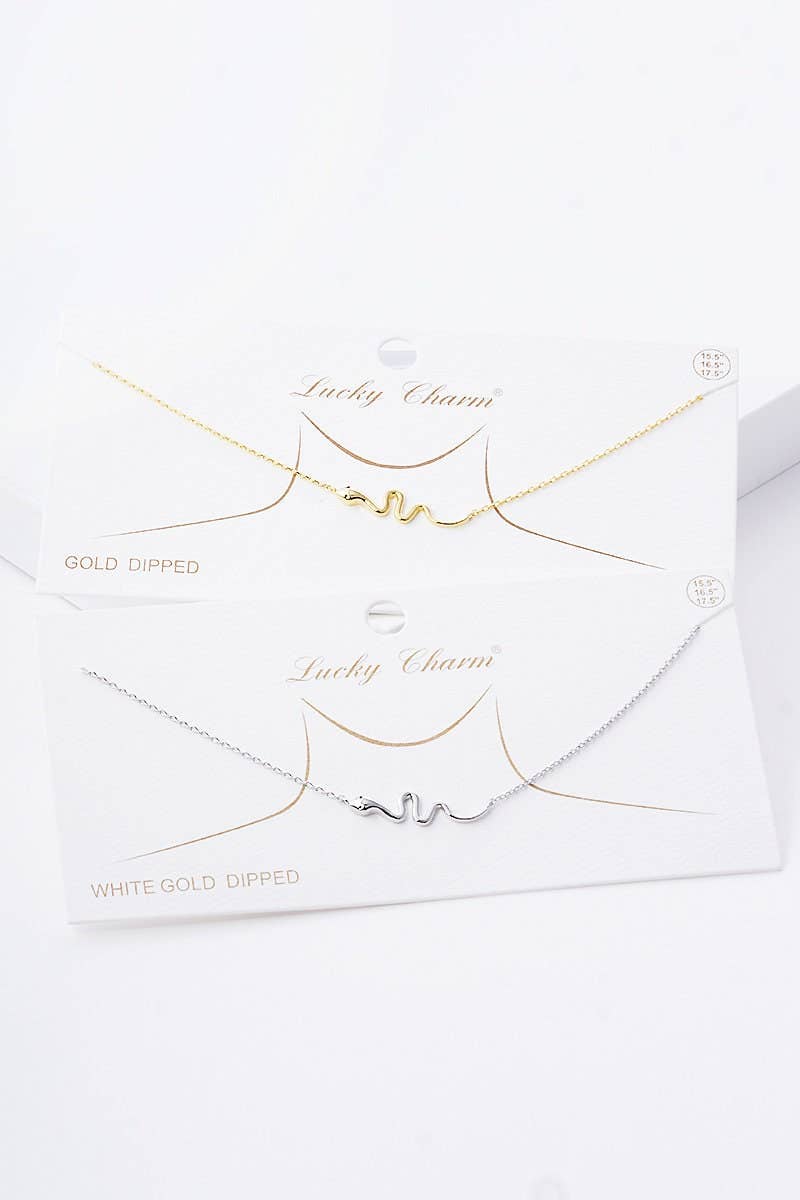 Gold Plated Tiny Snake Charm Necklace