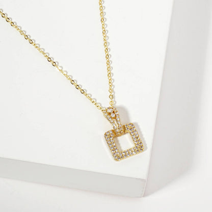 Square Door-Knocker Pendant 18K-Gold-Dipped Brass Necklace