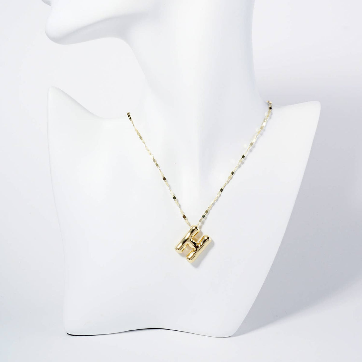 18K Gold Dipped Brass Bubble Initial Pendant Necklace
