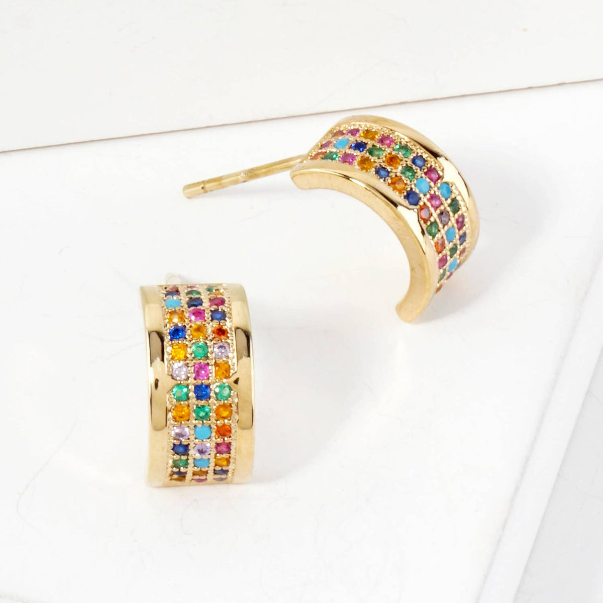 Micro-Pave-Set 11mm Half Hoop Earrings