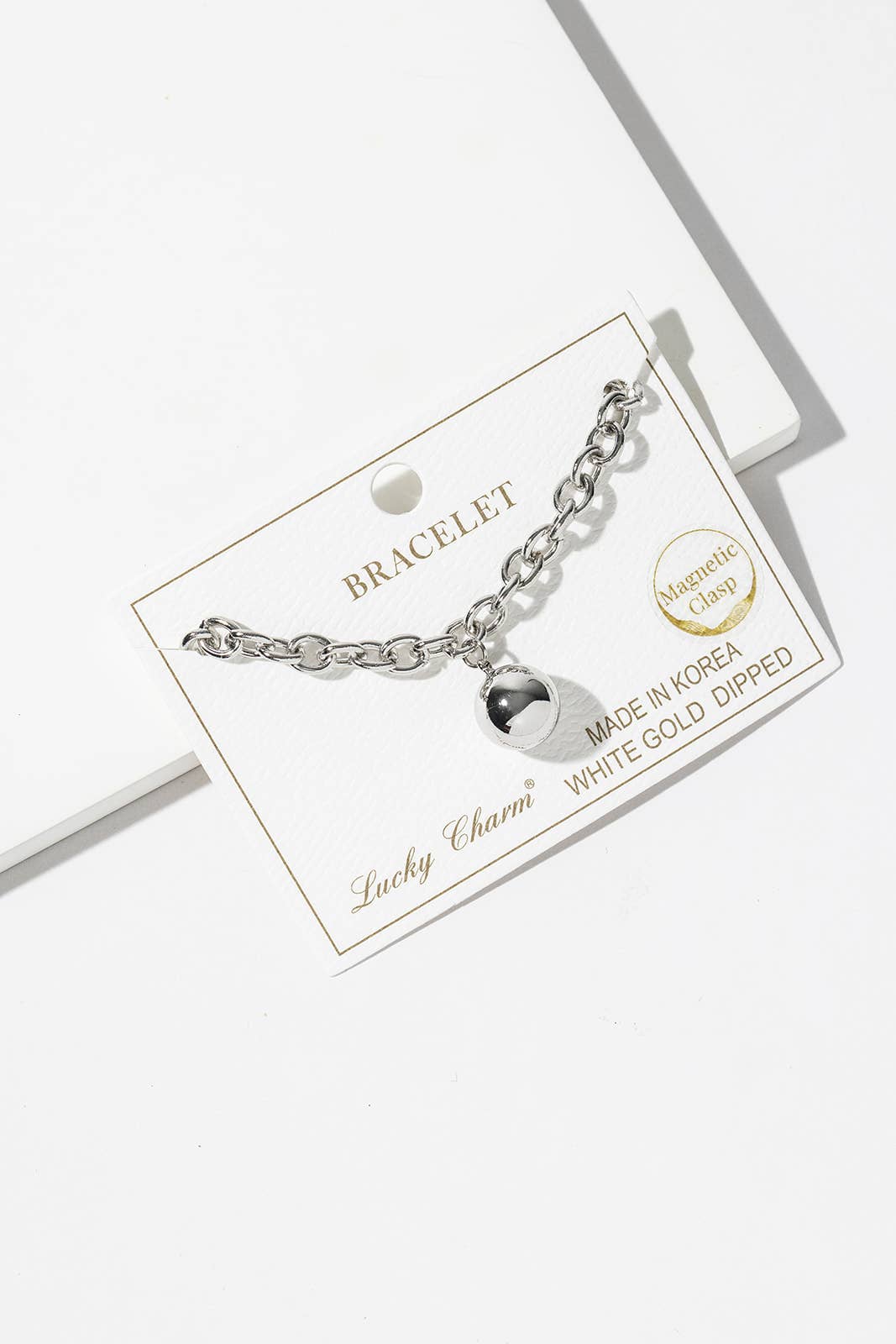 Minimalist Magnetic Clasp Link Bracelet with Spherical Ball