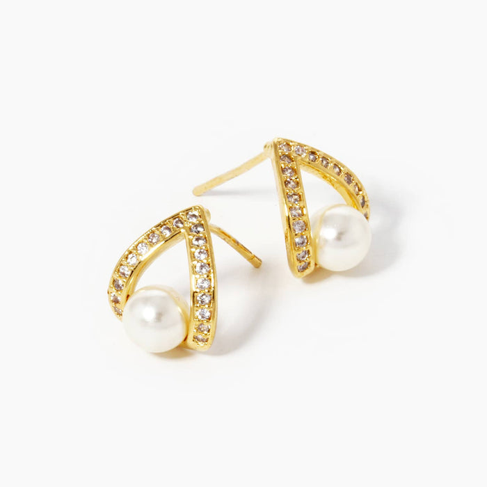 Freshwater Pearl Teardrop Stud Earrings